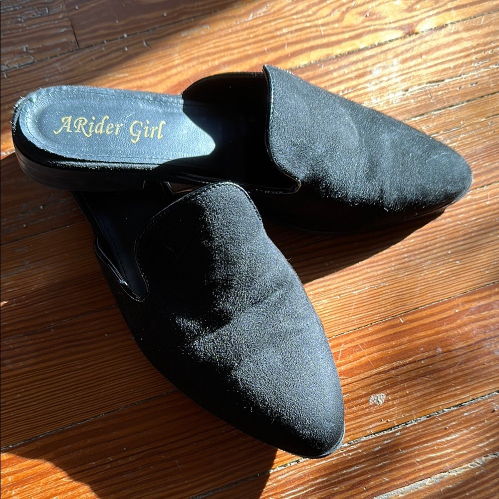ARider Girl Black Suede Mules